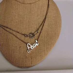Gold Tone Love Necklace with Rose Pendant